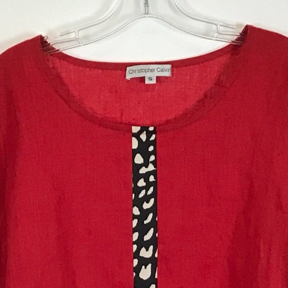 Small Christopher Calvin Abstract Stripe Linen Top - Picture 2 of 3